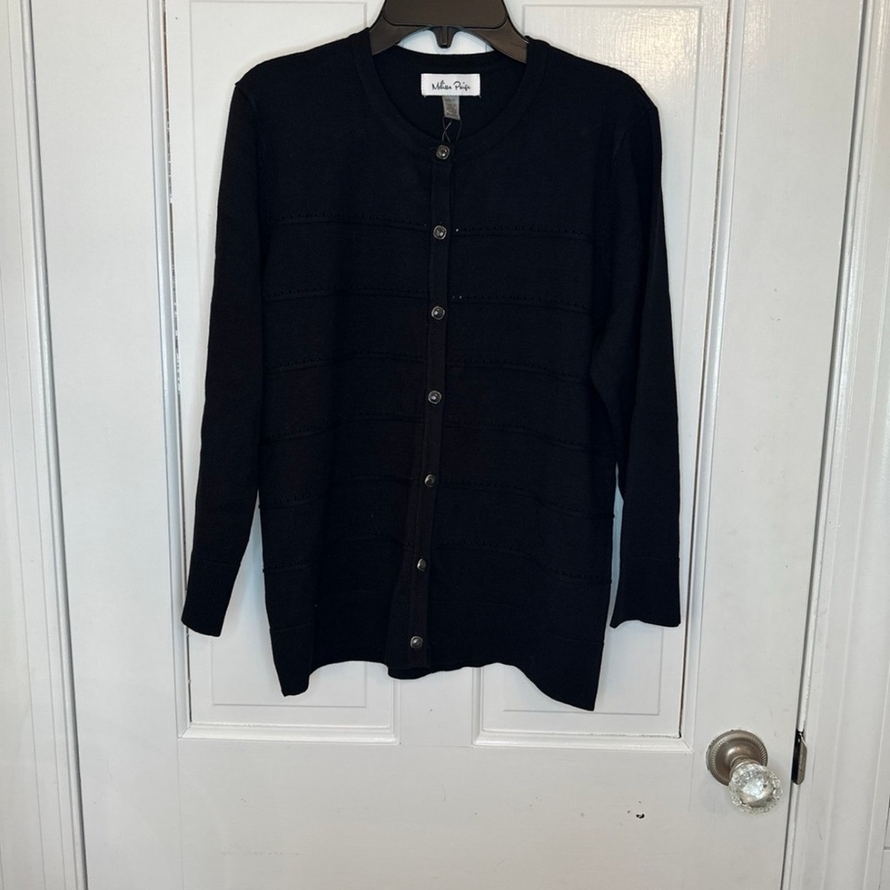 Melissa Paige Black Button Down Cardigan size L NWT‎